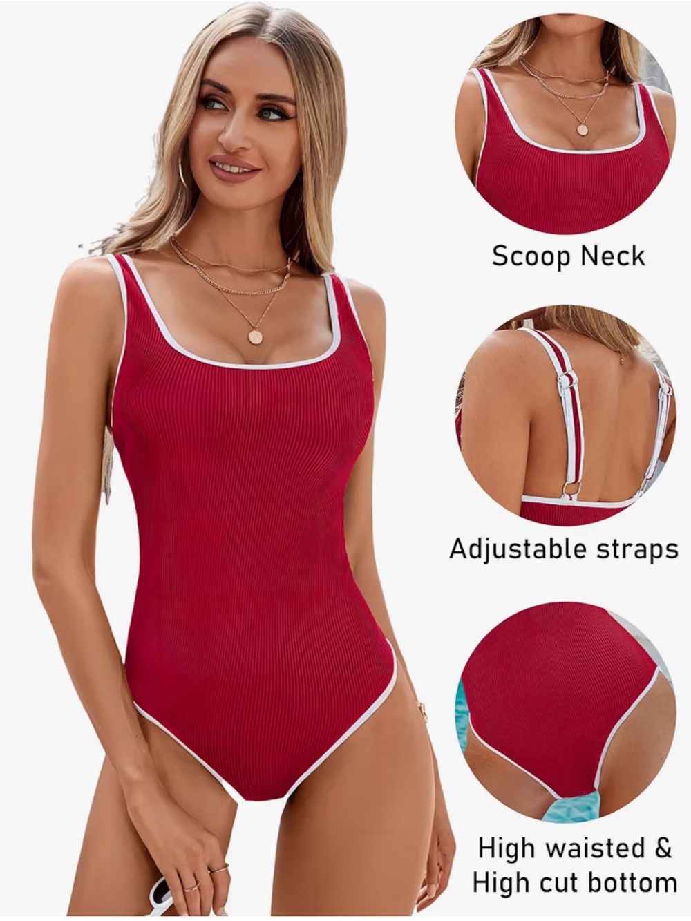 BMJL Womens One Piece Swimsuit Sports Ribbed High cut slimming bathing suit NWT